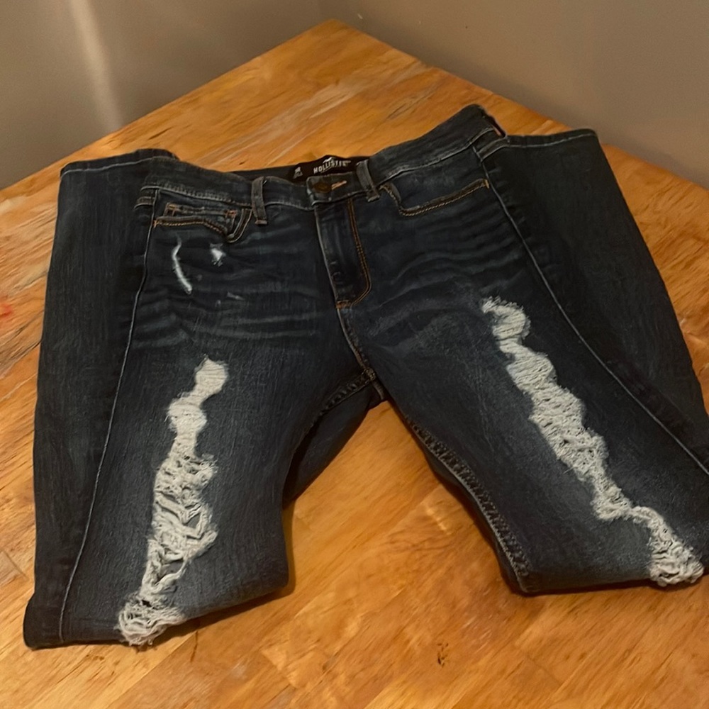 High rise super skinny RIPPED JEANS size large w 26 L 30